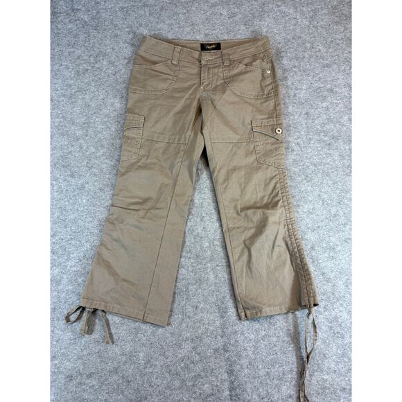 Vintage 90s Angels Carpenter Cargo Pants Womens 5 Juniors Khaki Straight Baggy - Picture 1 of 5